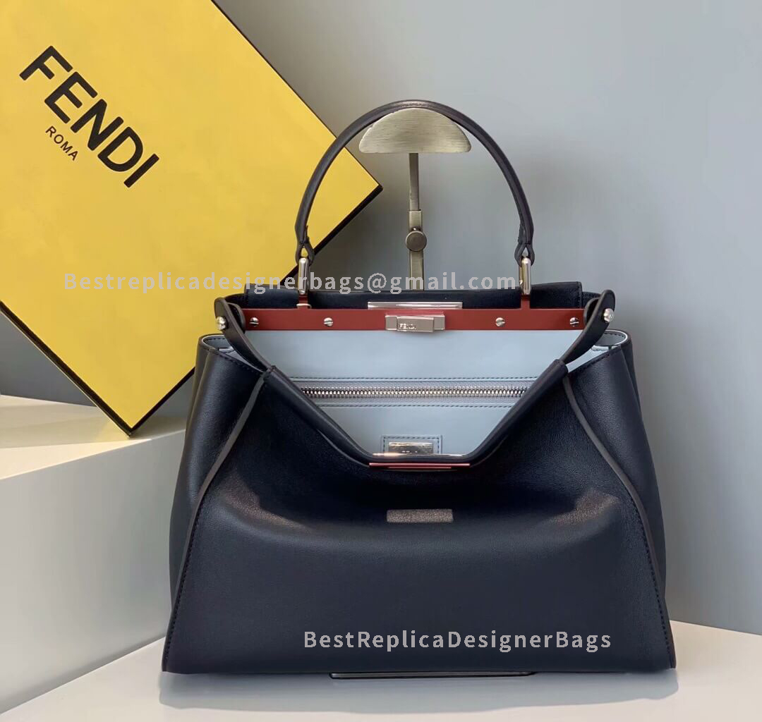 Fendi Peekaboo Iconic Medium Leather Blue Bag 5108